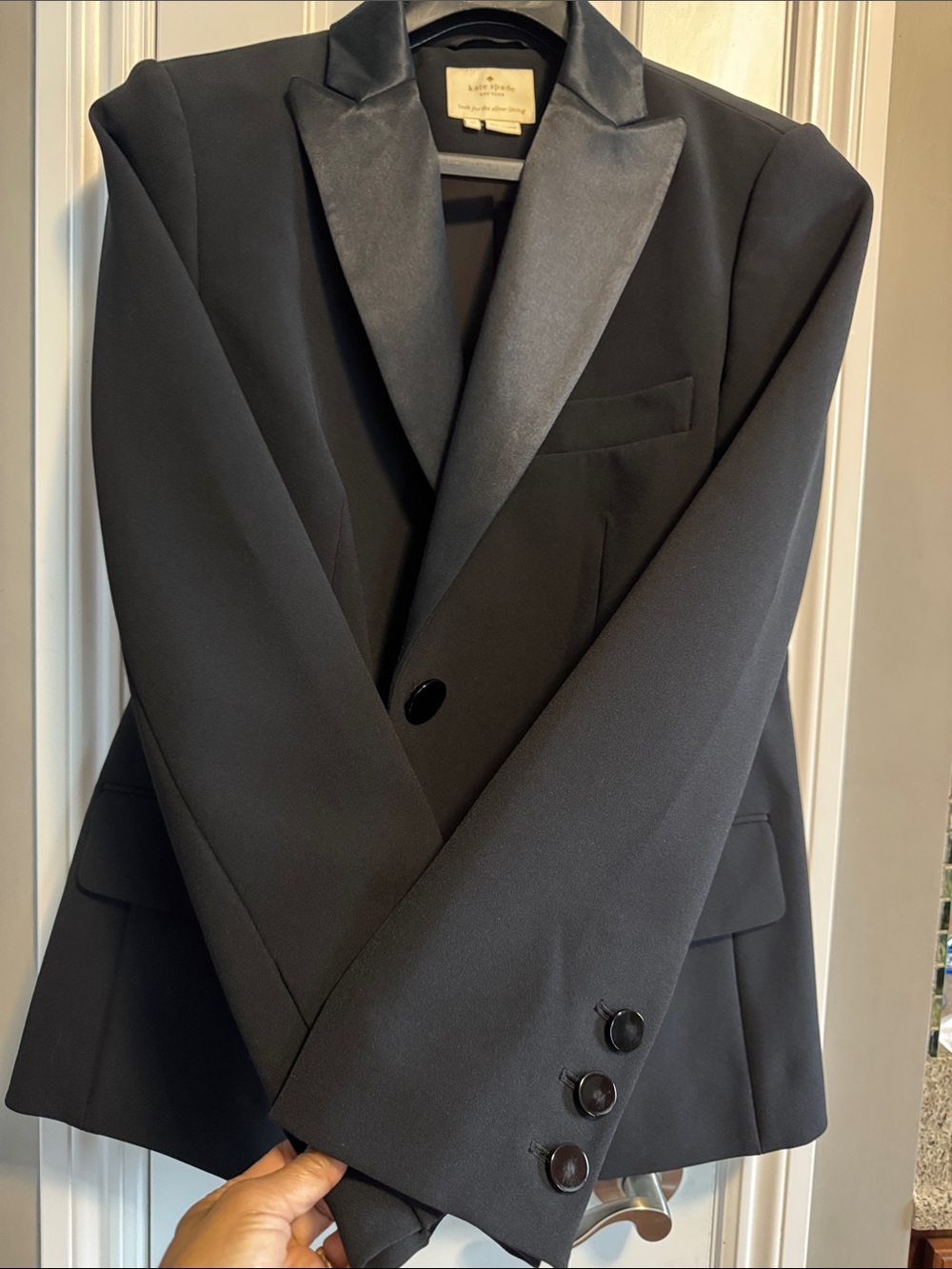 🖤kate spade 🖤Black Satin Lapel Blazer size 12 - Picture 7 of 15